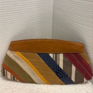 Fossil Patchwork Striped Leather Clutch